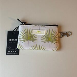 Scout White Card Holder with Lime and purple Palm Print